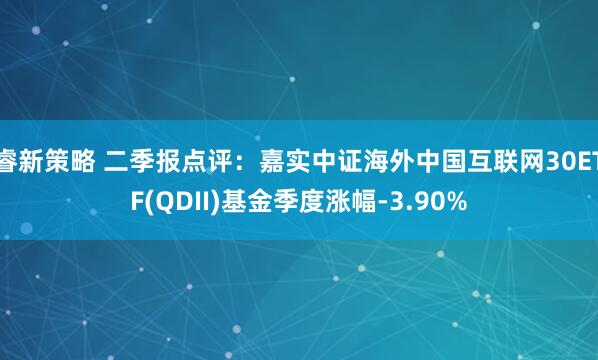 睿新策略 二季报点评：嘉实中证海外中国互联网30ETF(QDII)基金季度涨幅-3.90%