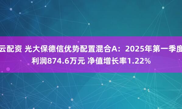 云配资 光大保德信优势配置混合A：2025年第一季度利润874.6万元 净值增长率1.22%