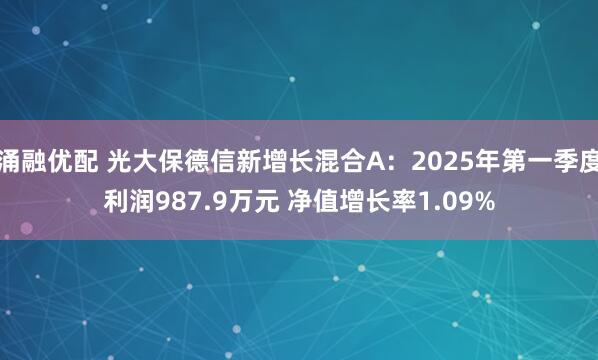 涌融优配 光大保德信新增长混合A：2025年第一季度利润987.9万元 净值增长率1.09%