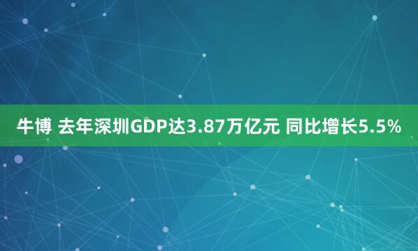 牛博 去年深圳GDP达3.87万亿元 同比增长5.5%